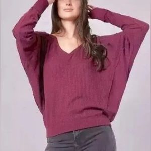 Free People NWT Women’s small mulberry purple oversized Santa Clara thermal top